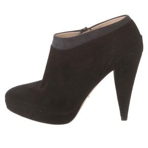 Prada Black Suede Platform Ankle Boots Stiletto Heel Side Zip Italy EU 37